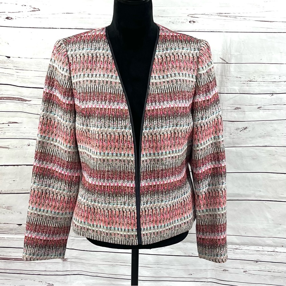 Kasper open Blazer Jacket Womens‎ Size 10 Long Sleeves Tweed.